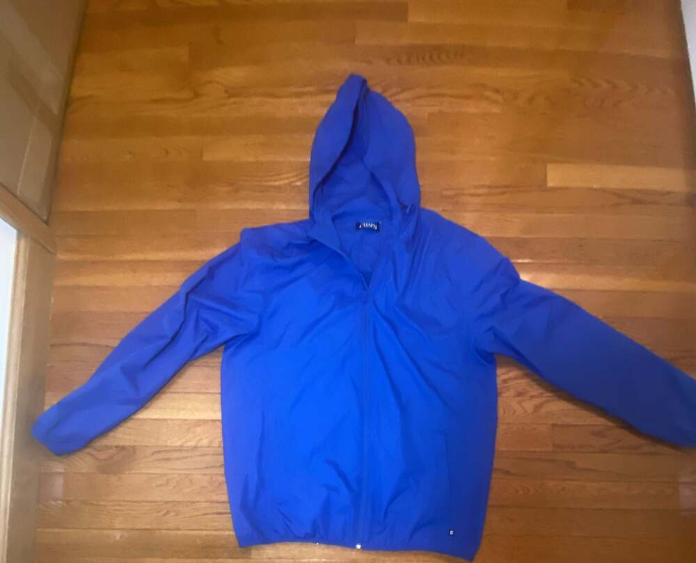 Chaps Blue Full-Zip Lightweight Hooded Windbreaker Jacket